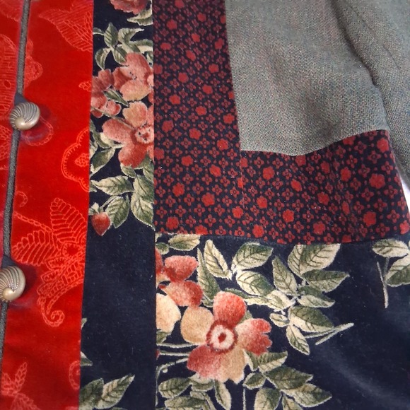 VTG Canvasback Velvet Detail Patchwork Mandarin Collar Wool Jacket - Picture 2 of 16